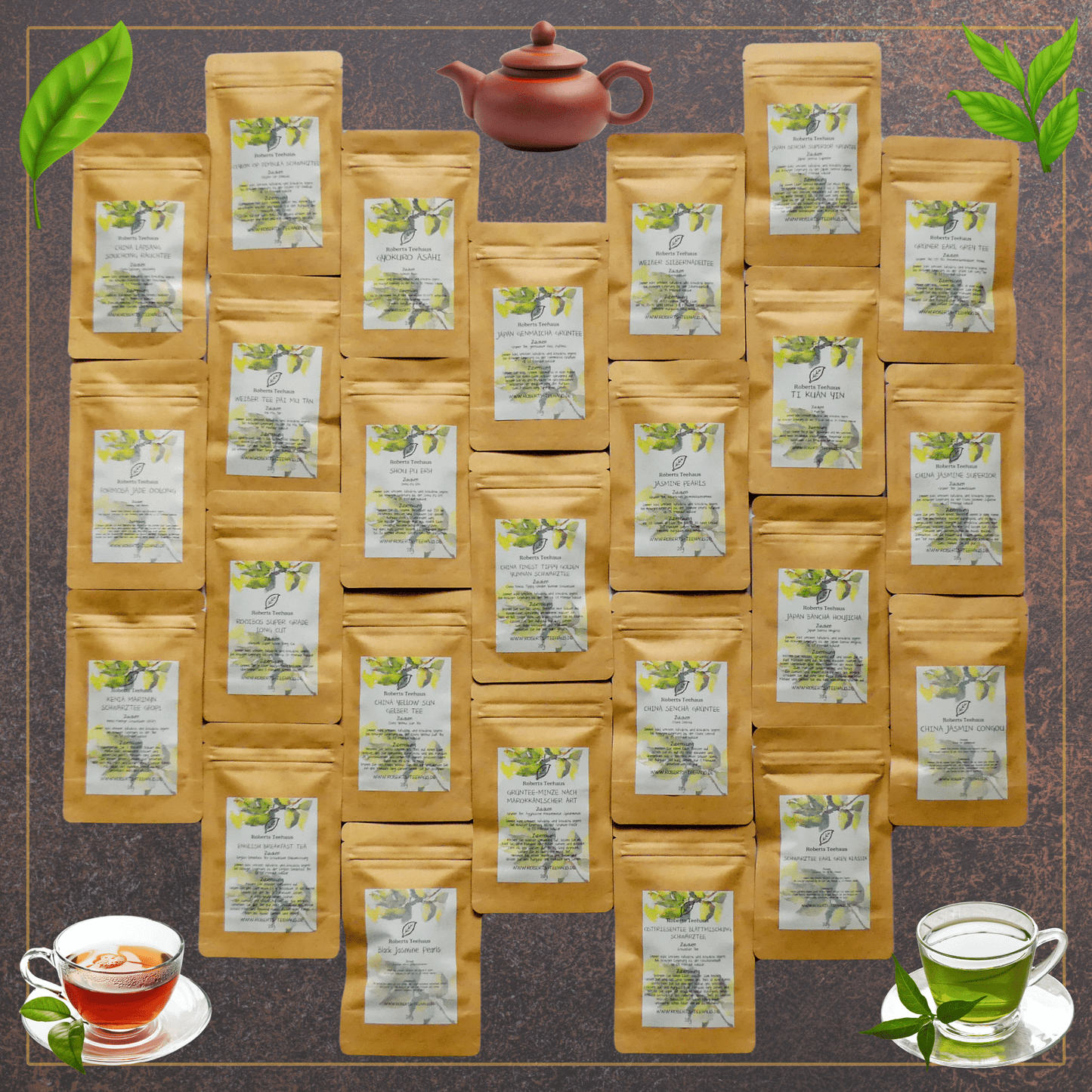 Probierpaket: Von jeder der 25 angebotenen Teesorten 20 Gramm - LaTree