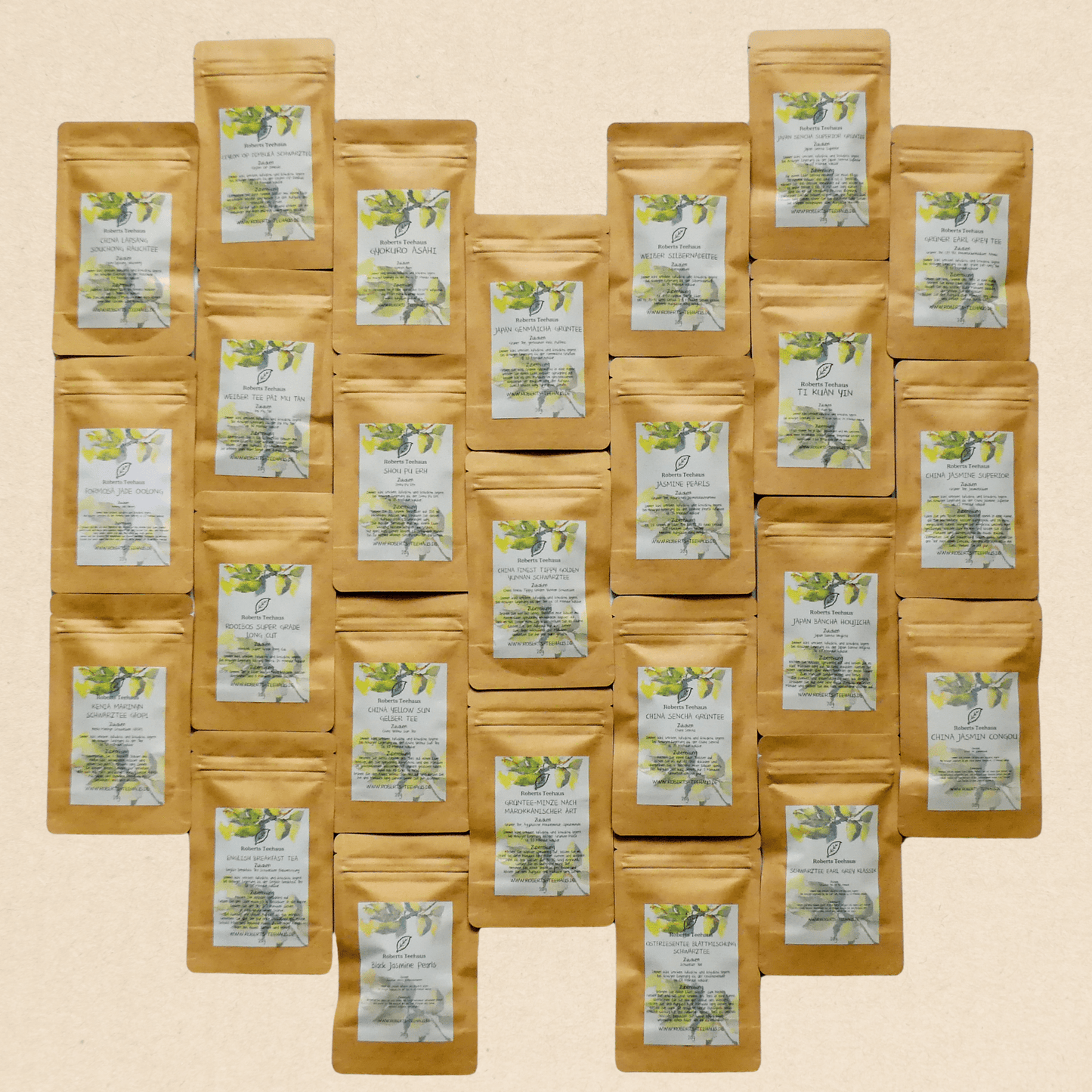 Probierpaket: Von jeder der 25 angebotenen Teesorten 20 Gramm - LaTree