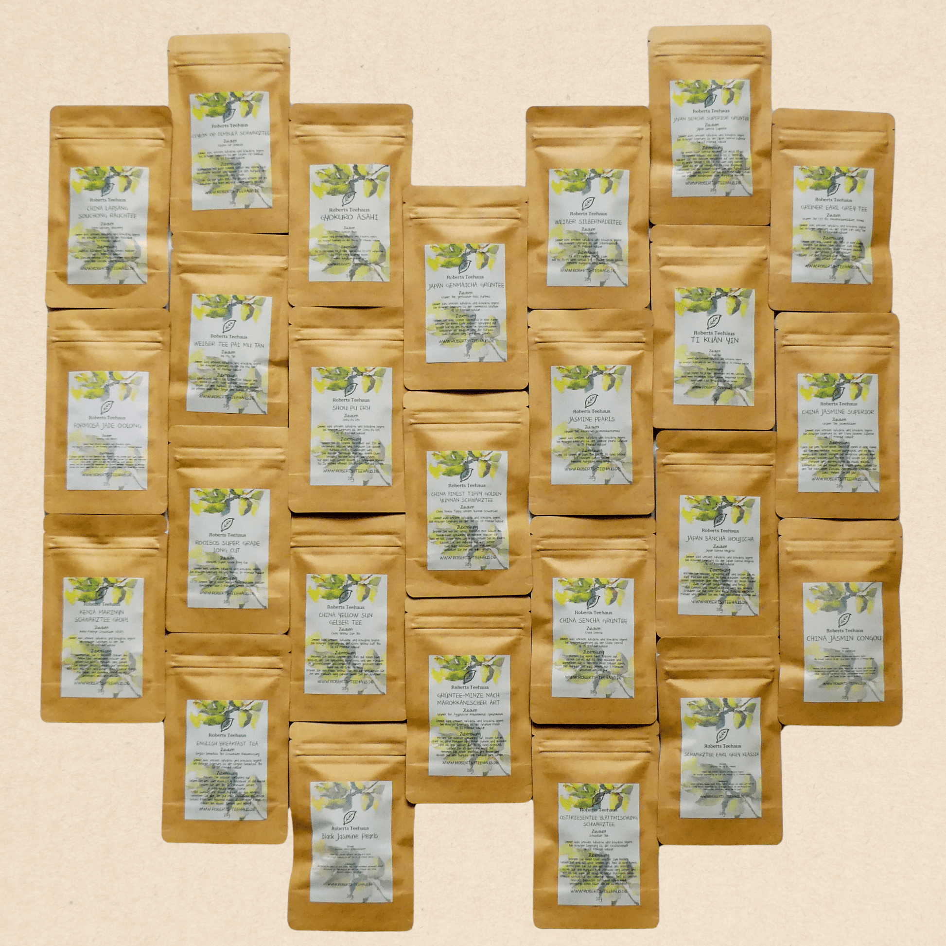 Probierpaket: Von jeder der 25 angebotenen Teesorten 20 Gramm - LaTree