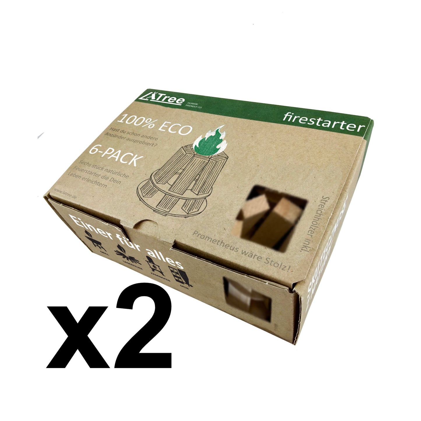 2 x Eco Firestarter 6 Pack Anzünder Kaminanzünder - LaTree