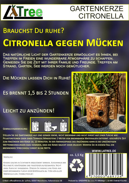 2 x Gartenkerze Schwedenfeuer Citronella - LaTree