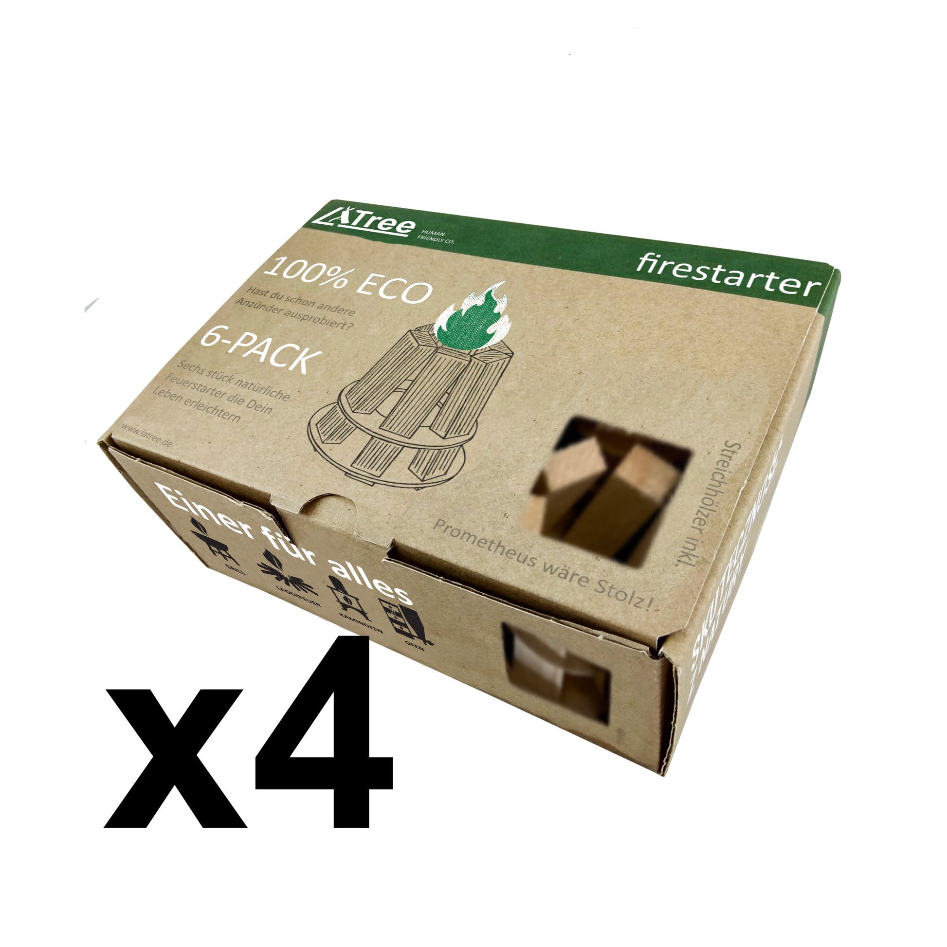 4 x Eco Firestarter 6 Pack Anzünder Kaminanzünder - LaTree