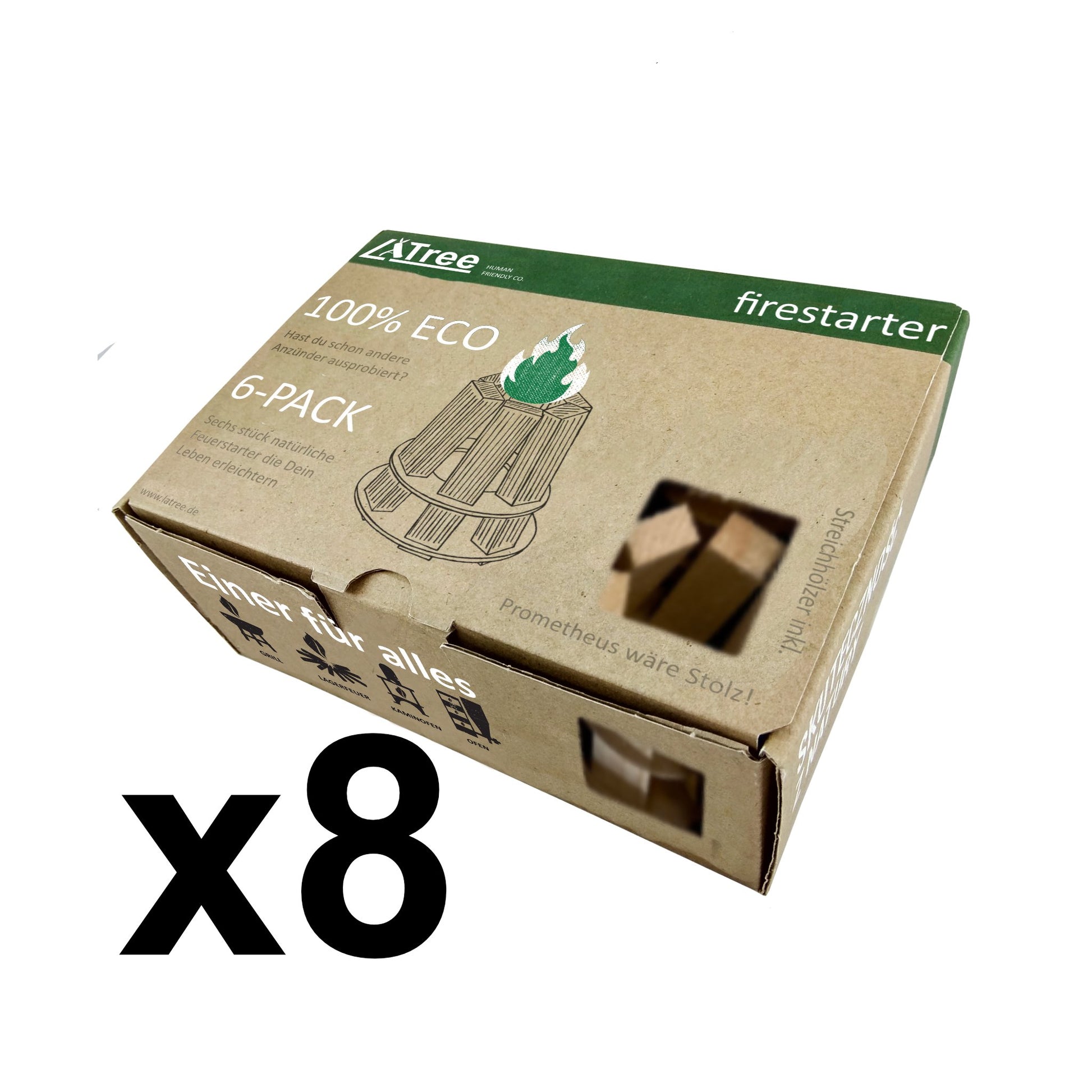 8 x Eco Firestarter 6 Pack Anzünder Kaminanzünder - LaTree