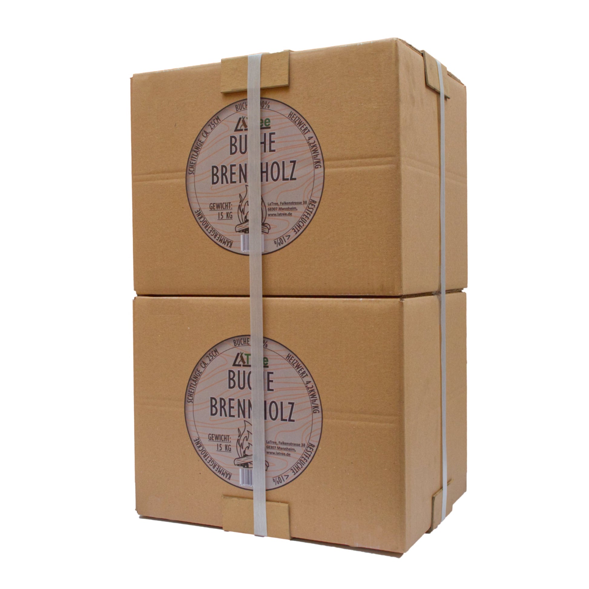 Brennholz 2 x 12,5Kg Kaminholz Praktische Verpackung Buche 25cm - LaTree